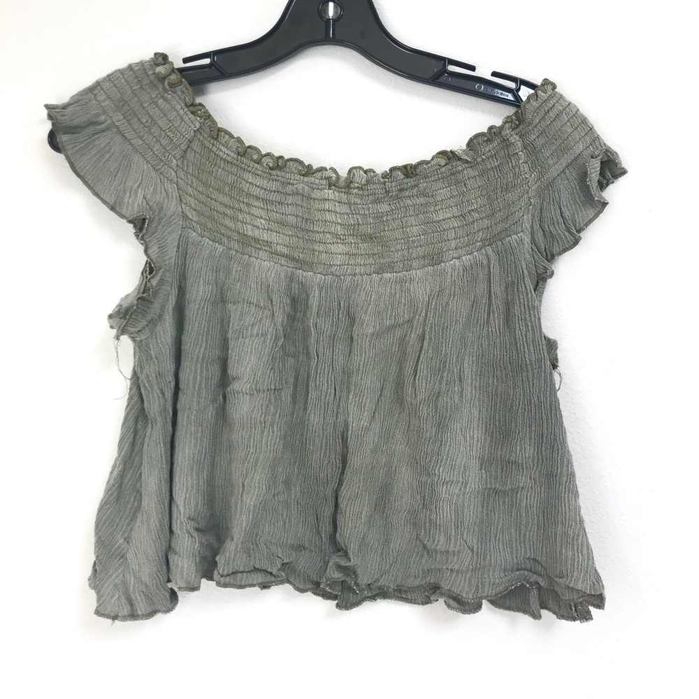 khaki off the shoulder top